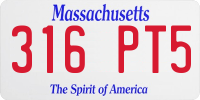 MA license plate 316PT5