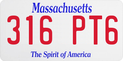 MA license plate 316PT6