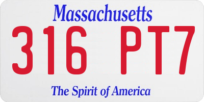 MA license plate 316PT7