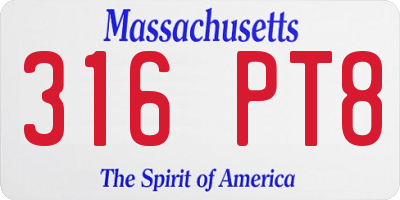 MA license plate 316PT8