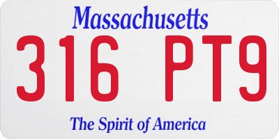 MA license plate 316PT9
