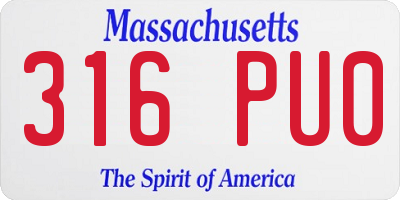 MA license plate 316PU0