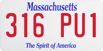 MA license plate 316PU1