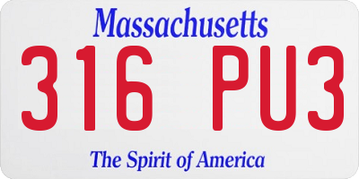 MA license plate 316PU3