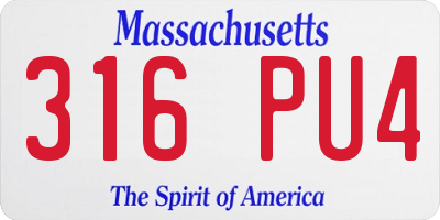 MA license plate 316PU4