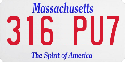 MA license plate 316PU7
