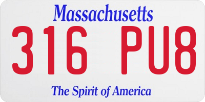MA license plate 316PU8