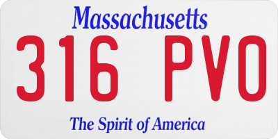 MA license plate 316PV0