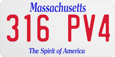 MA license plate 316PV4