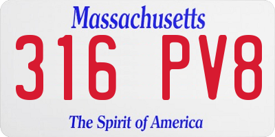 MA license plate 316PV8