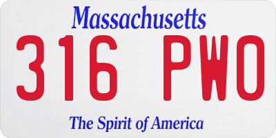 MA license plate 316PW0