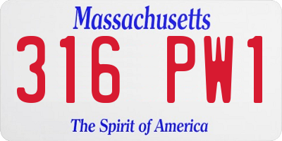 MA license plate 316PW1