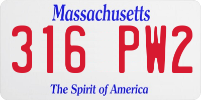 MA license plate 316PW2