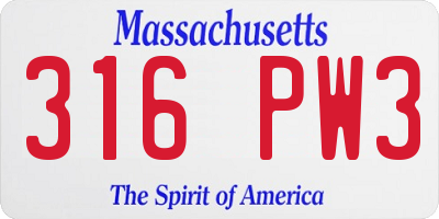MA license plate 316PW3