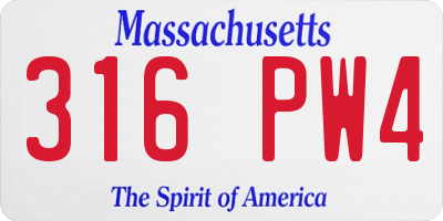 MA license plate 316PW4