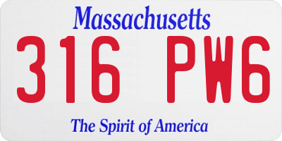 MA license plate 316PW6