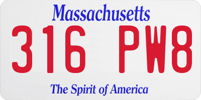 MA license plate 316PW8