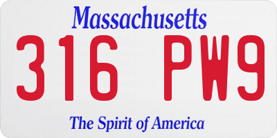 MA license plate 316PW9