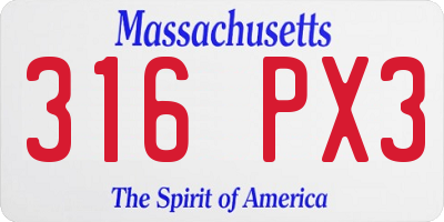 MA license plate 316PX3