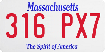 MA license plate 316PX7