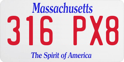 MA license plate 316PX8