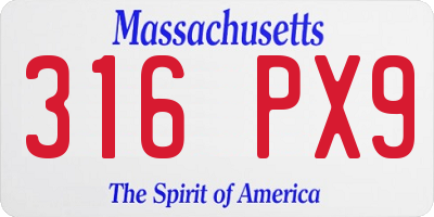MA license plate 316PX9