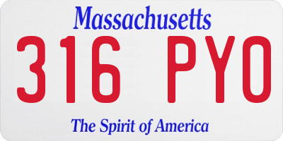 MA license plate 316PY0