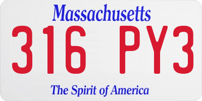 MA license plate 316PY3