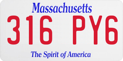 MA license plate 316PY6