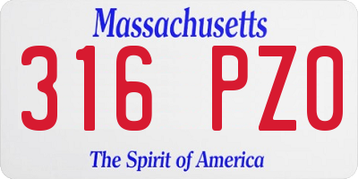 MA license plate 316PZ0