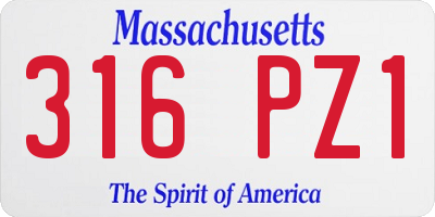 MA license plate 316PZ1