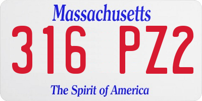 MA license plate 316PZ2