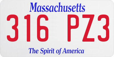 MA license plate 316PZ3