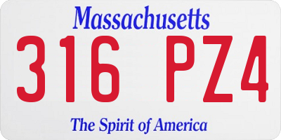 MA license plate 316PZ4