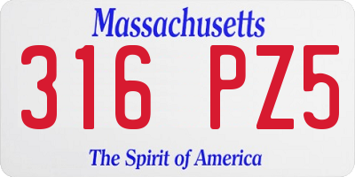 MA license plate 316PZ5