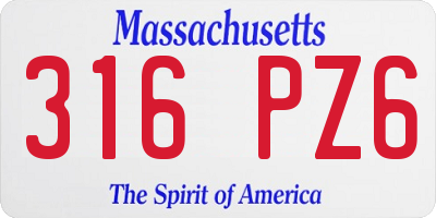 MA license plate 316PZ6