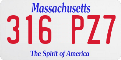 MA license plate 316PZ7