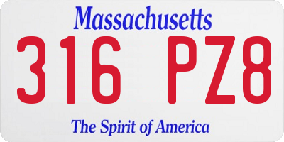 MA license plate 316PZ8