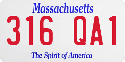 MA license plate 316QA1