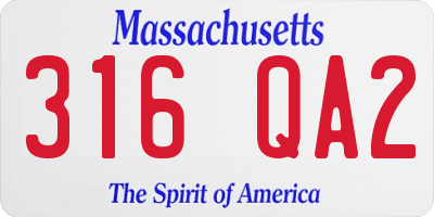 MA license plate 316QA2