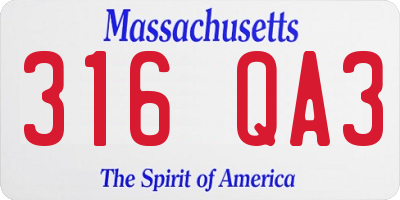 MA license plate 316QA3