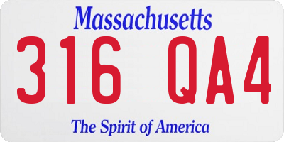 MA license plate 316QA4