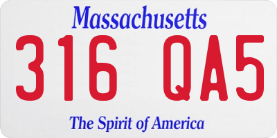 MA license plate 316QA5