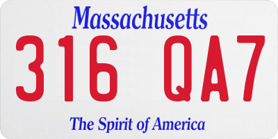 MA license plate 316QA7