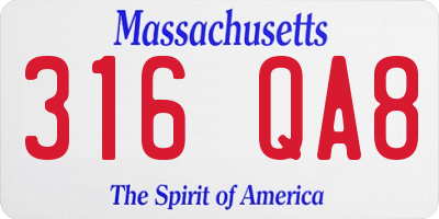 MA license plate 316QA8