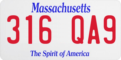 MA license plate 316QA9