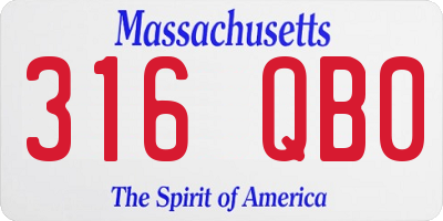 MA license plate 316QB0