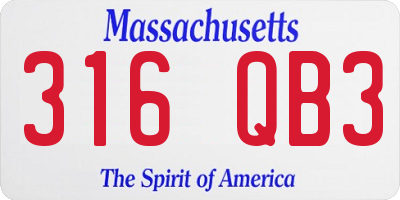MA license plate 316QB3