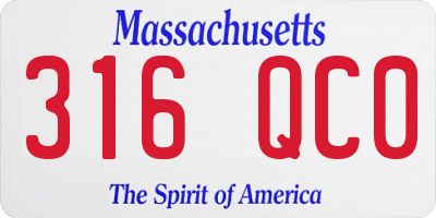 MA license plate 316QC0