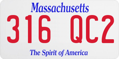 MA license plate 316QC2